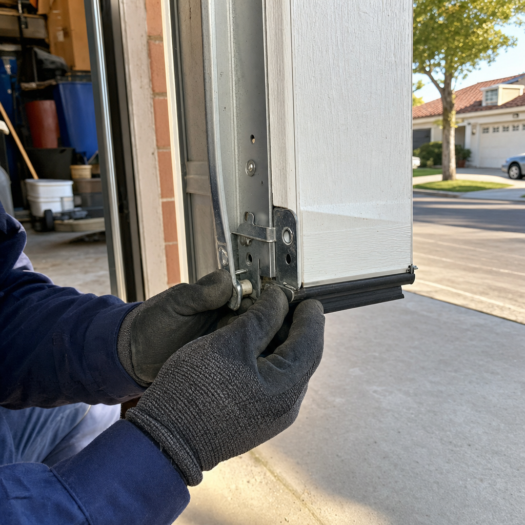 Garage door bottom seal replacement and roller maintenance