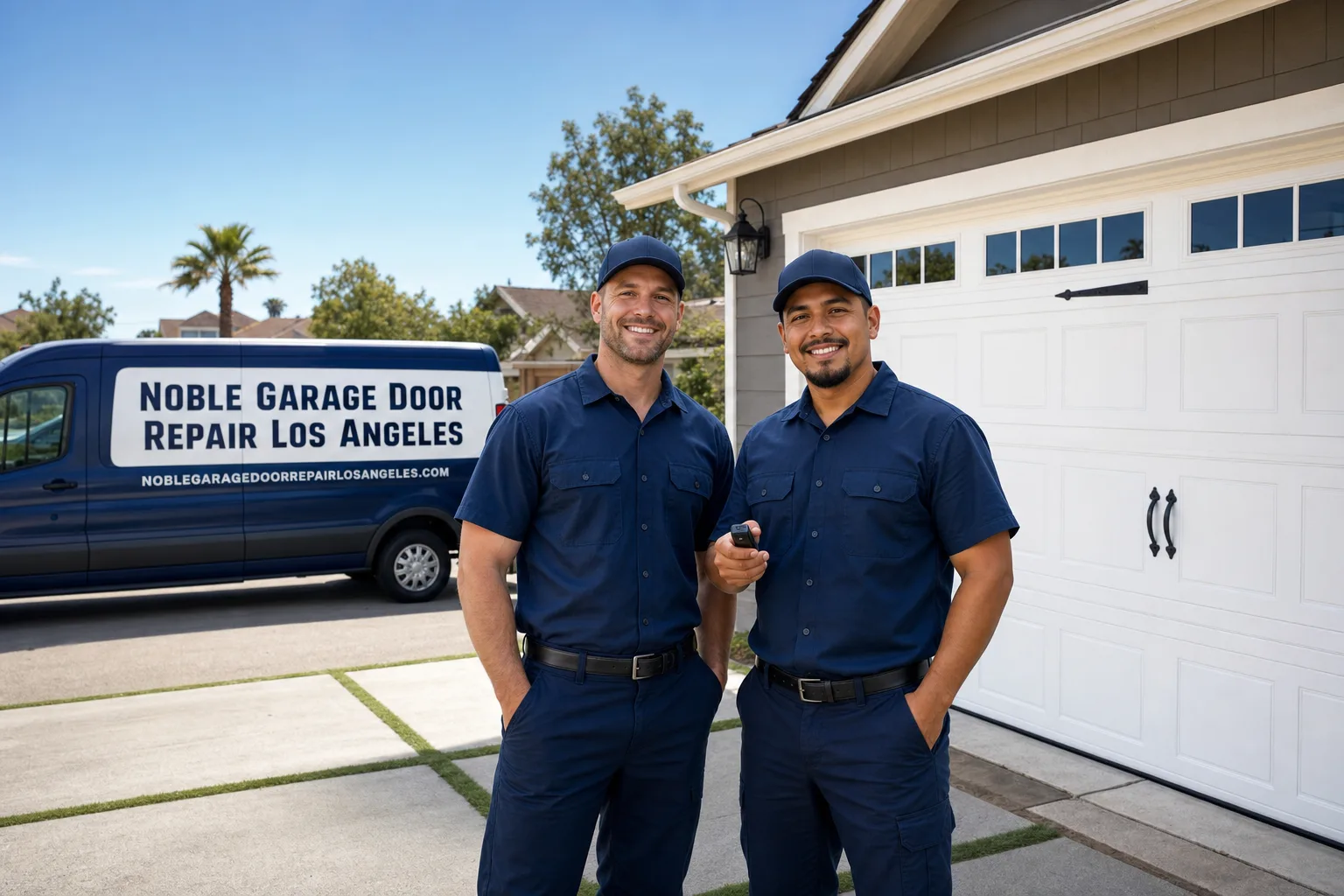 Noble Garage Door  Repair Los Angeles service vehicle and crew in Los Angeles, CA